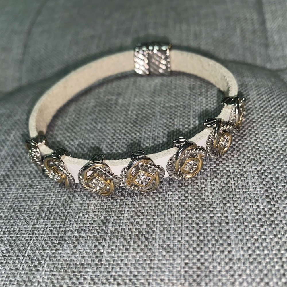 Faux leather slide charm bracelet